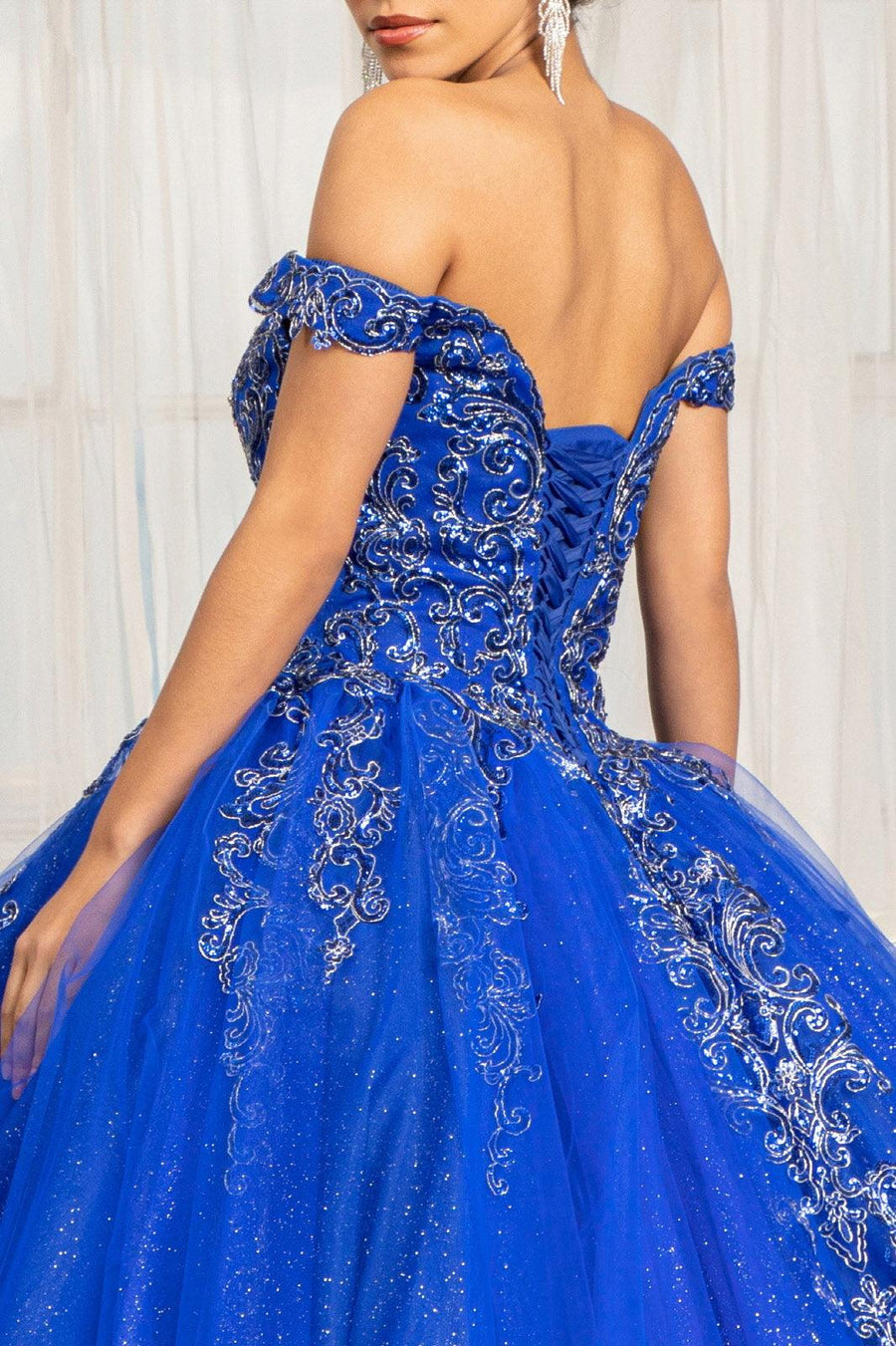 Long  Quinceanera Dress Off Shoulder Ball Gown - The Dress Outlet