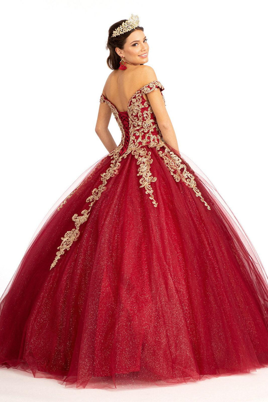 Long  Quinceanera Dress Off Shoulder Ball Gown - The Dress Outlet