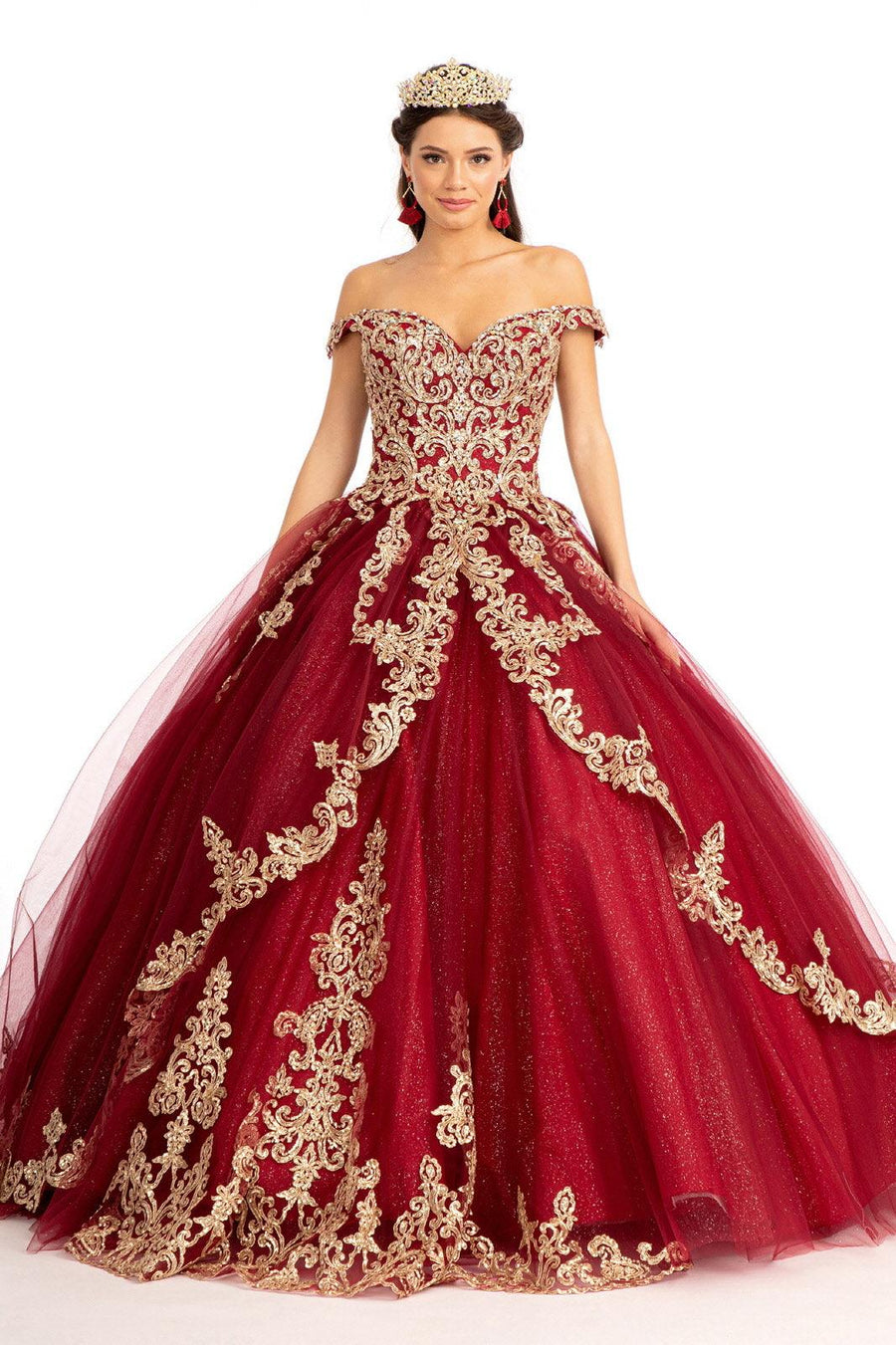 Long  Quinceanera Dress Off Shoulder Ball Gown - The Dress Outlet