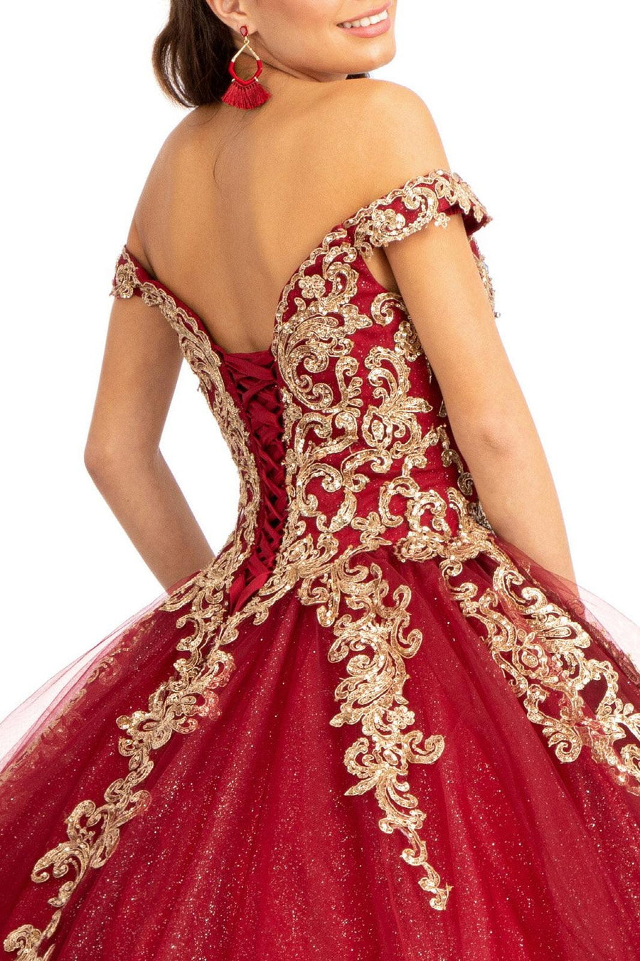 Long  Quinceanera Dress Off Shoulder Ball Gown - The Dress Outlet