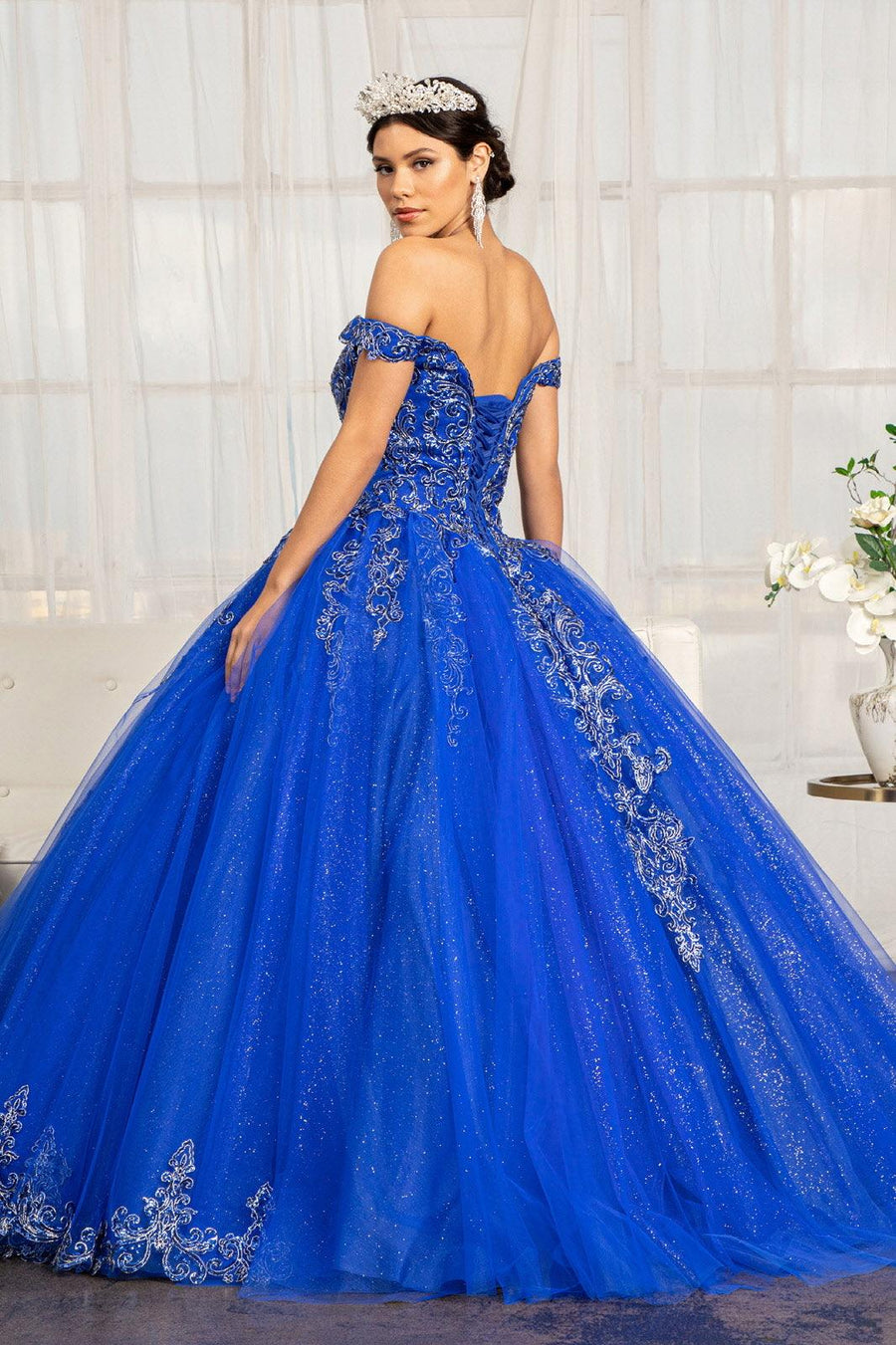 Long  Quinceanera Dress Off Shoulder Ball Gown - The Dress Outlet