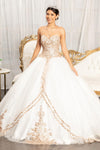 Long Quinceanera Dress Strapless Glitter Ball Gown - The Dress Outlet