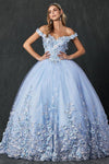 Long Quinceanera Off Shoulder Floral Ball Gown - The Dress Outlet