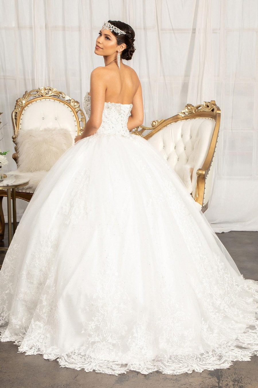 Long Quinceanera Strapless Sweetheart Ball Gown - The Dress Outlet