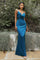 Long Satin Evening Dress French Navy