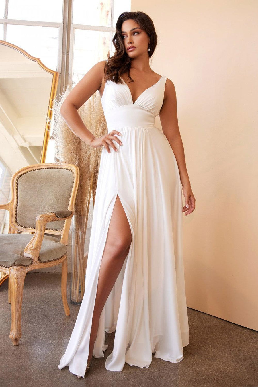 Long Simple Sleeveless Wedding Dress - The Dress Outlet