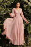 Full Sleeve Long Formal Dress Blush