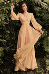 Full Sleeve Long Formal Dress Champagne