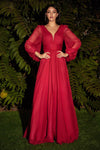 Full Sleeve Long Formal Dress Red