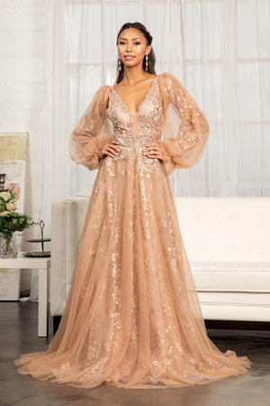 Sienna Long Sleeve Formal Glitter Evening Prom Dress for 319.99