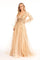 Long Sleeve Formal Glitter Evening Prom Dress Champagne