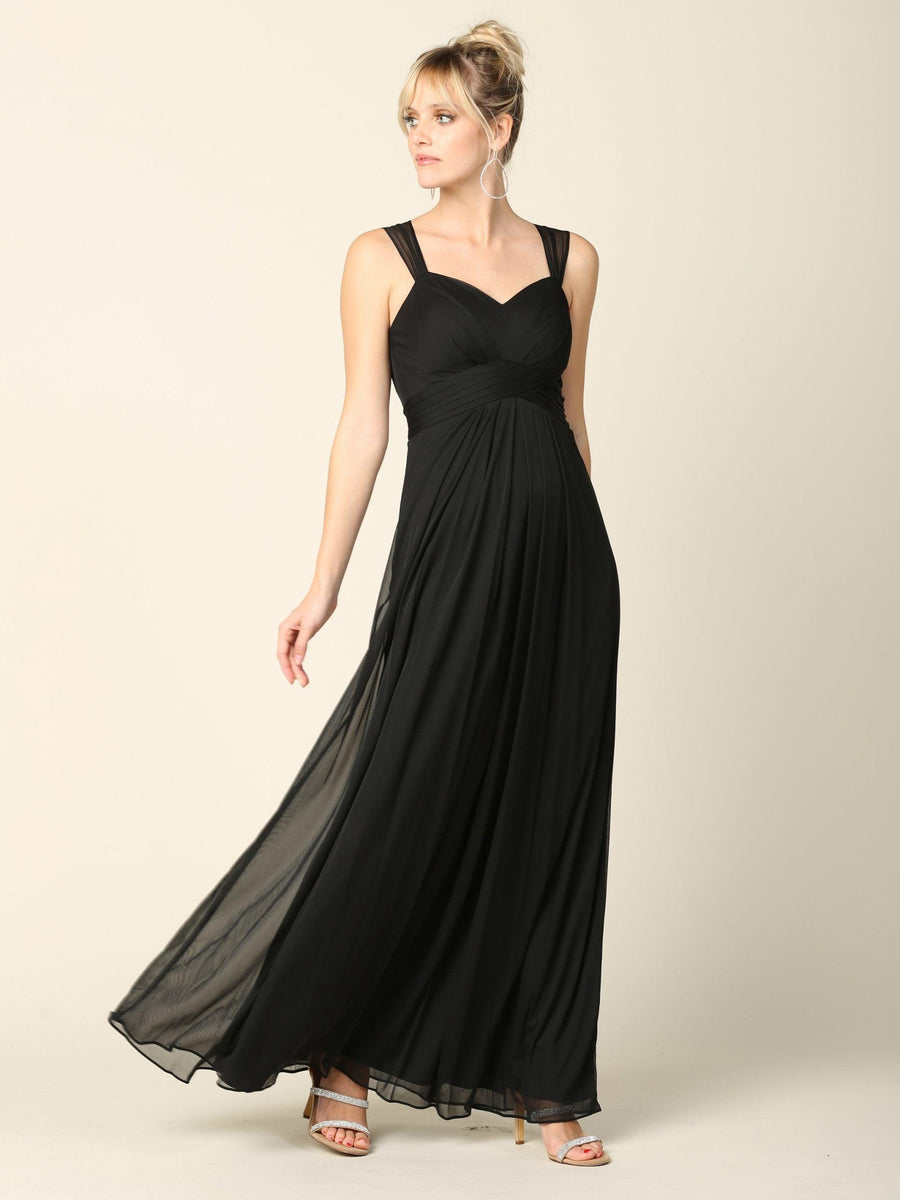 Long Sleeveless Bridesmaid Chiffon Dress - The Dress Outlet