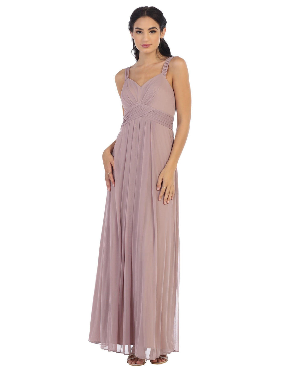 Long Sleeveless Bridesmaid Chiffon Dress - The Dress Outlet