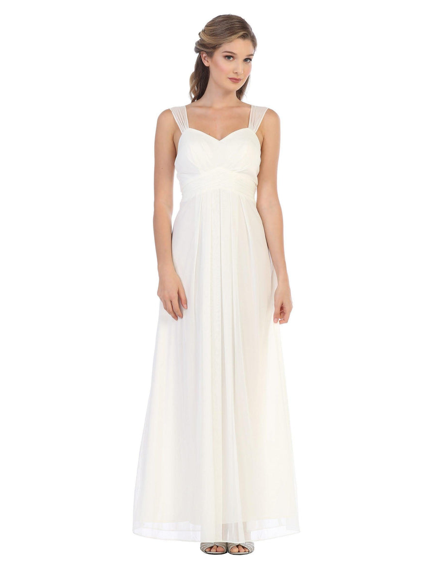 Long Sleeveless Bridesmaid Chiffon Dress - The Dress Outlet