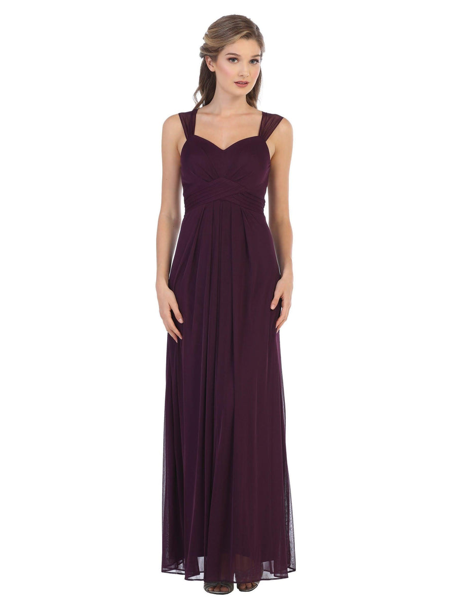 Long Sleeveless Bridesmaid Chiffon Dress - The Dress Outlet