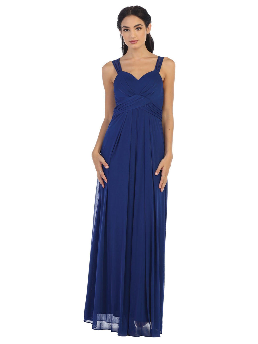 Long Sleeveless Bridesmaid Chiffon Dress - The Dress Outlet