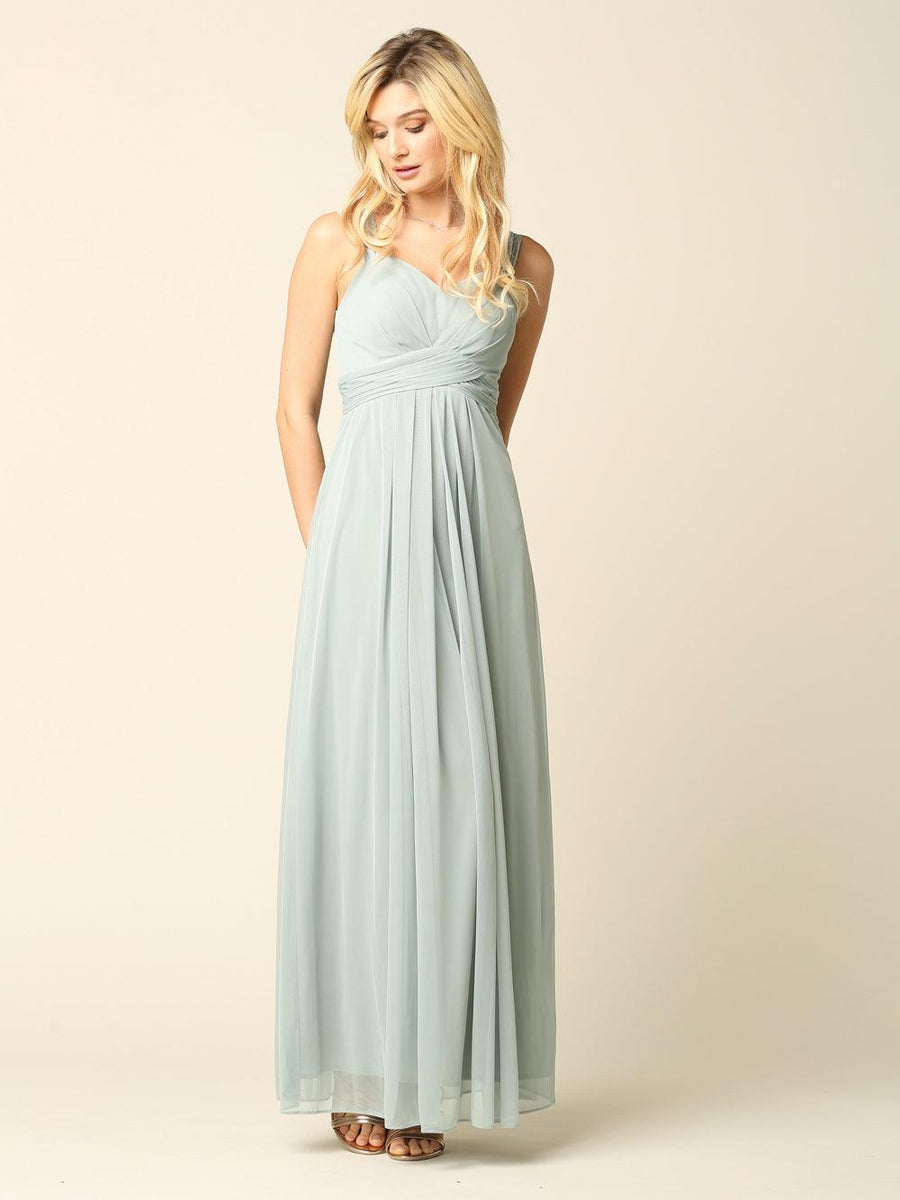 Long Sleeveless Bridesmaid Chiffon Dress - The Dress Outlet