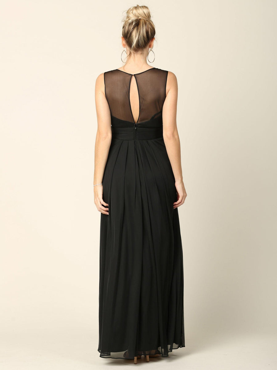 Long Sleeveless Bridesmaid Chiffon Dress - The Dress Outlet