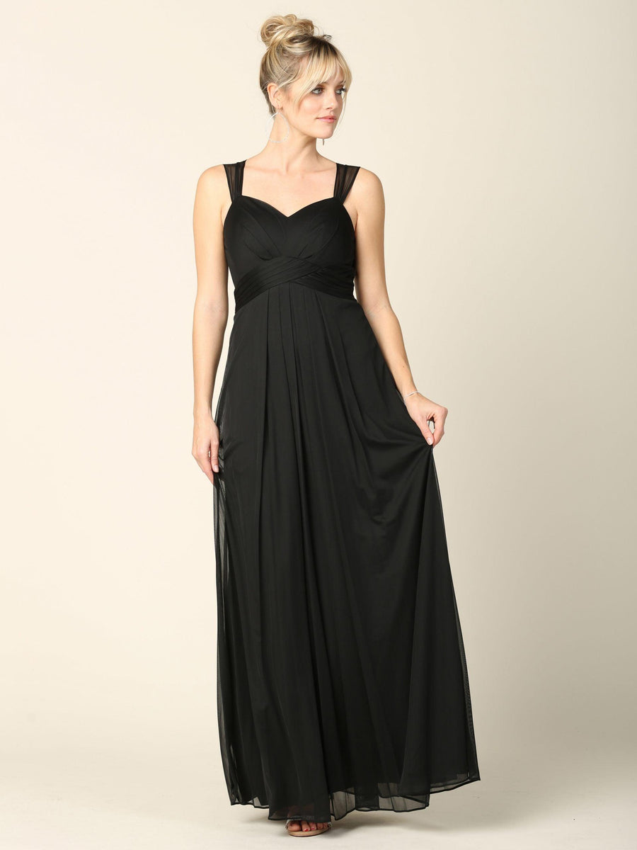 Long Sleeveless Bridesmaid Chiffon Dress - The Dress Outlet