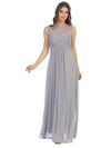 Long Sleeveless Bridesmaids Stretch Chiffon Dress - The Dress Outlet