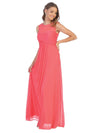 Long Sleeveless Bridesmaids Stretch Chiffon Dress - The Dress Outlet