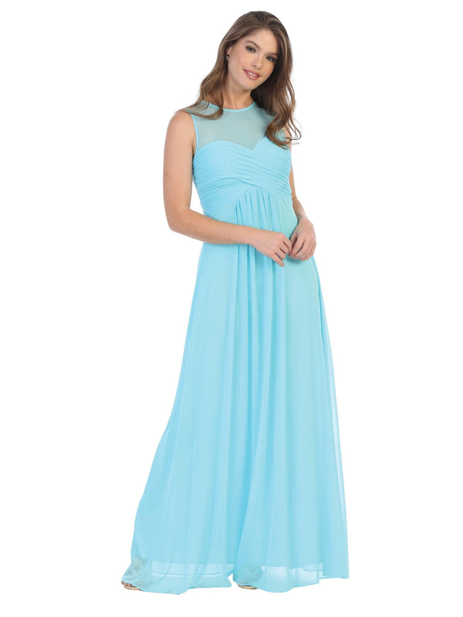 Long Sleeveless Empire Waist Bridesmaids Dress - The Dress Outlet