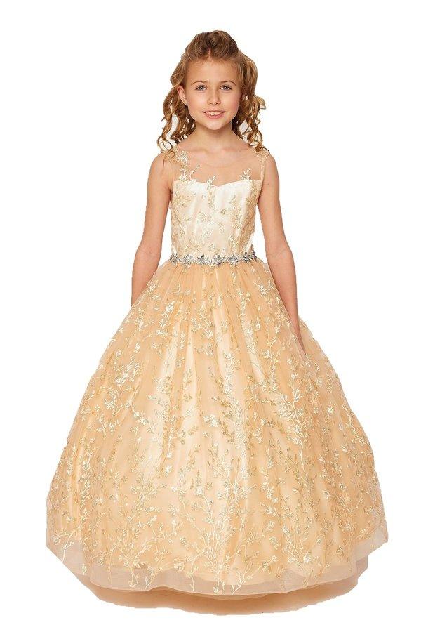 Long Sleeveless Flower Girls Dress - The Dress Outlet