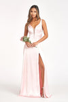 Long Sleeveless Formal Bridesmaid Satin Dress - The Dress Outlet