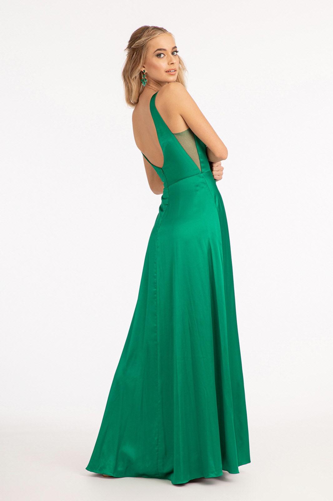 Long Sleeveless Formal Bridesmaid Satin Dress - The Dress Outlet