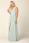 Long Sleeveless Formal Bridesmaids Slit Dress - The Dress Outlet