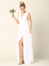 Long Sleeveless Formal Bridesmaids Slit Dress - The Dress Outlet