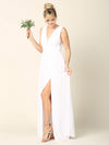 Long Sleeveless Formal Bridesmaids V Neck Dress Sale - The Dress Outlet