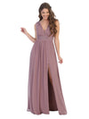 Long Sleeveless Formal Bridesmaids V Neck Dress Sale - The Dress Outlet