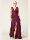 Long Sleeveless Formal Bridesmaids V Neck Dress - The Dress Outlet