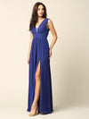 Long Sleeveless Formal Bridesmaids V Neck Dress - The Dress Outlet