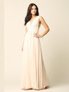 Long Sleeveless Formal Bridesmaids V Neck Dress - The Dress Outlet