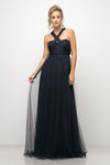 Long Sleeveless Formal Dress Navy