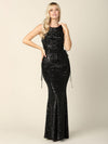 Long Sleeveless Formal Fitted Sequins Dress - The Dress Outlet