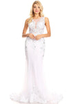 Long Sleeveless Formal Mermaid Lace Prom Dress - The Dress Outlet