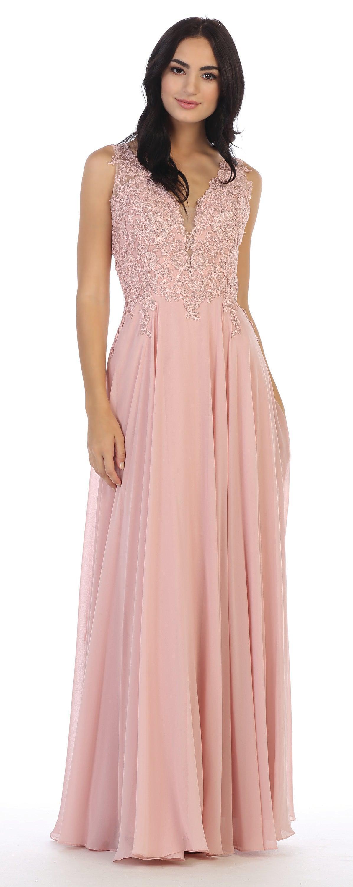 Long Sleeveless Formal Mother of the Bride Dress Sale - The Dress Outlet