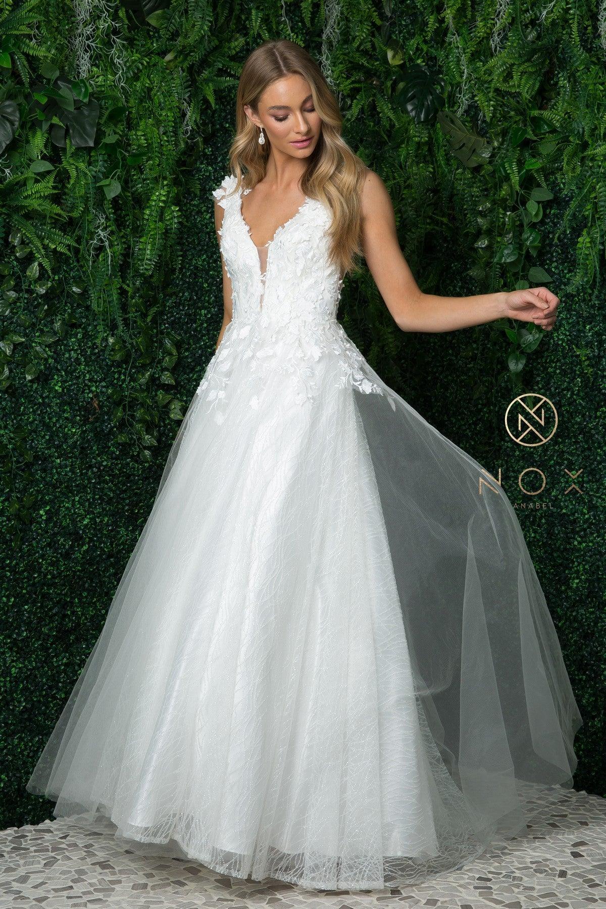 Long Sleeveless Plus Size Wedding Dress JR930PW - The Dress Outlet