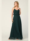 Long Spaghetti Strap Blouson Bridesmaids Dress - The Dress Outlet