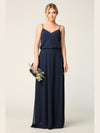 Long Spaghetti Strap Blouson Bridesmaids Dress - The Dress Outlet