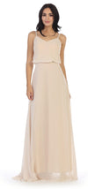 Long Spaghetti Strap Blouson Bridesmaids Dress - The Dress Outlet