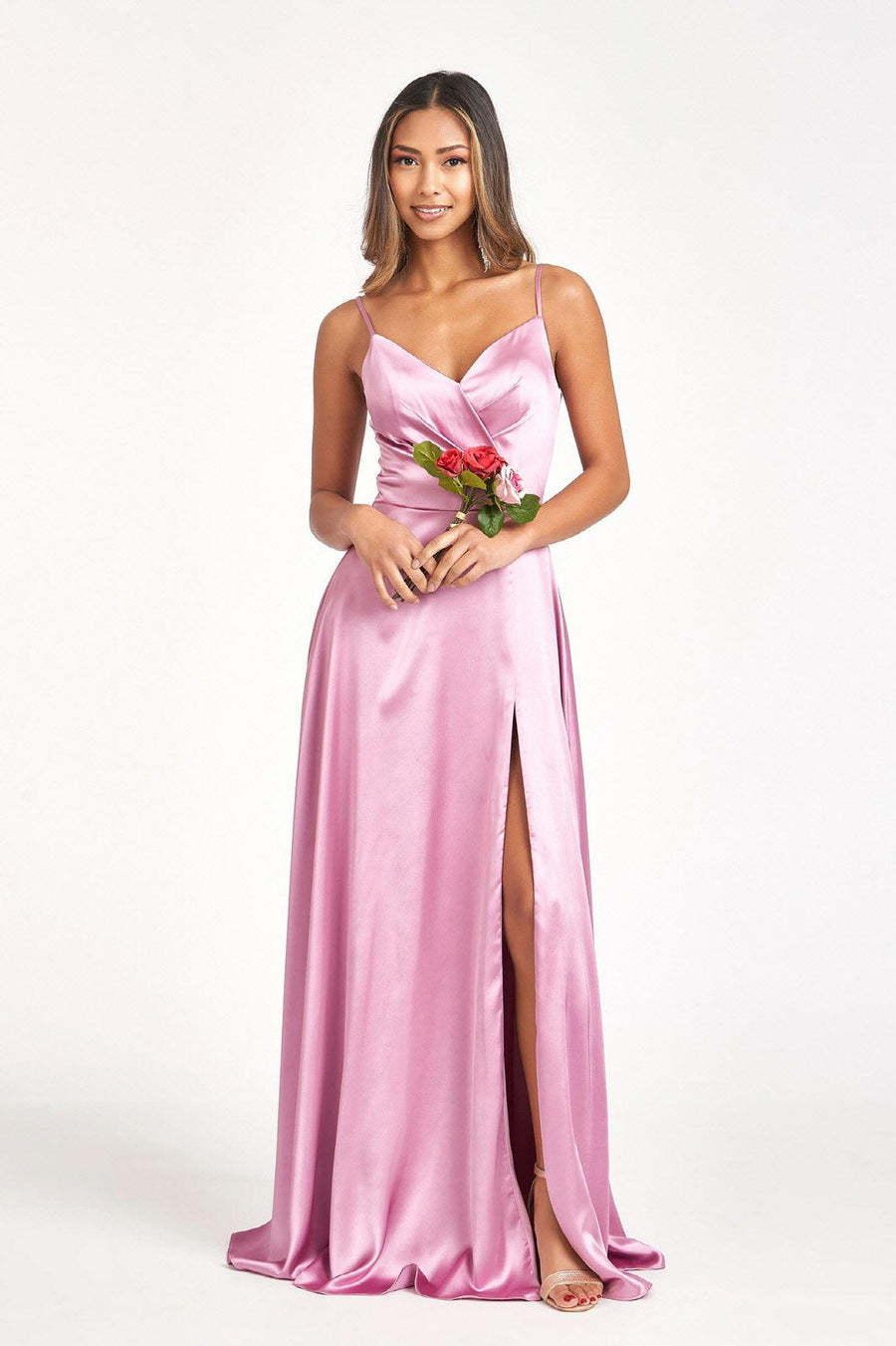 Long Spaghetti Strap Bridesmaid Dress - The Dress Outlet