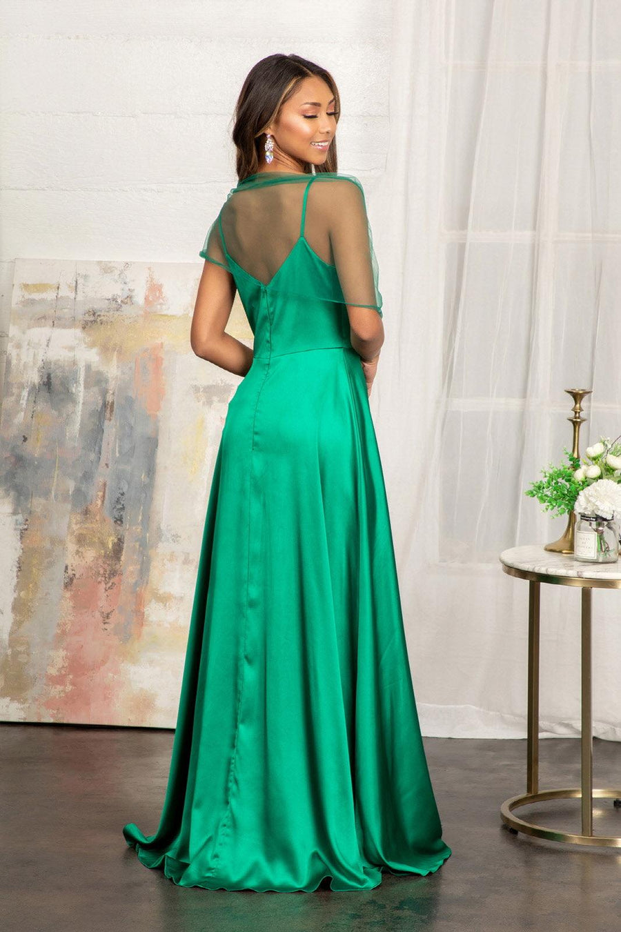 Long Spaghetti Strap Bridesmaid Dress - The Dress Outlet