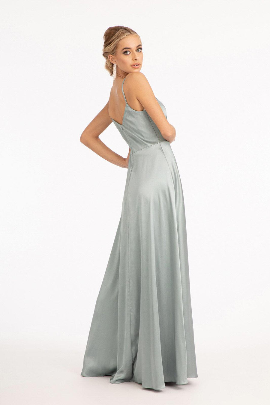 Long Spaghetti Strap Bridesmaid Dress - The Dress Outlet