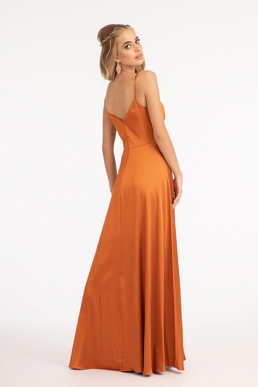 Long Spaghetti Strap Bridesmaid Dress - The Dress Outlet