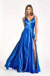 Long Spaghetti Strap Formal Bridesmaid Satin Dress Sale - The Dress Outlet