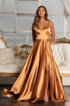 Long Spaghetti Strap Formal Bridesmaid Satin Dress Sienna